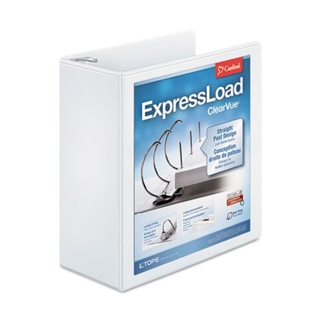 Cardinal Brands Cardinal, EXPRESSLOAD CLEARVUE LOCKING D-RING BINDER, 3 RINGS, 4in CAPACITY, 11 X 8.5, WHITE 49140